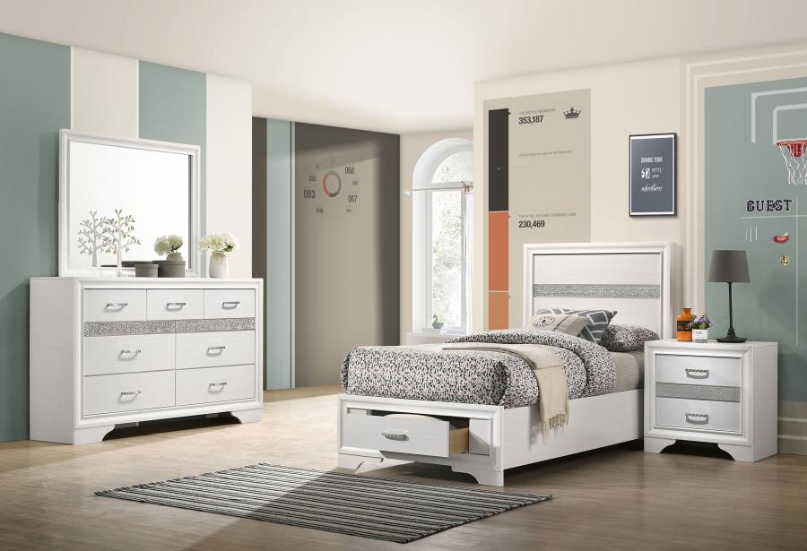 Miranda 54-Inch Panel Twin Bedroom Set, White