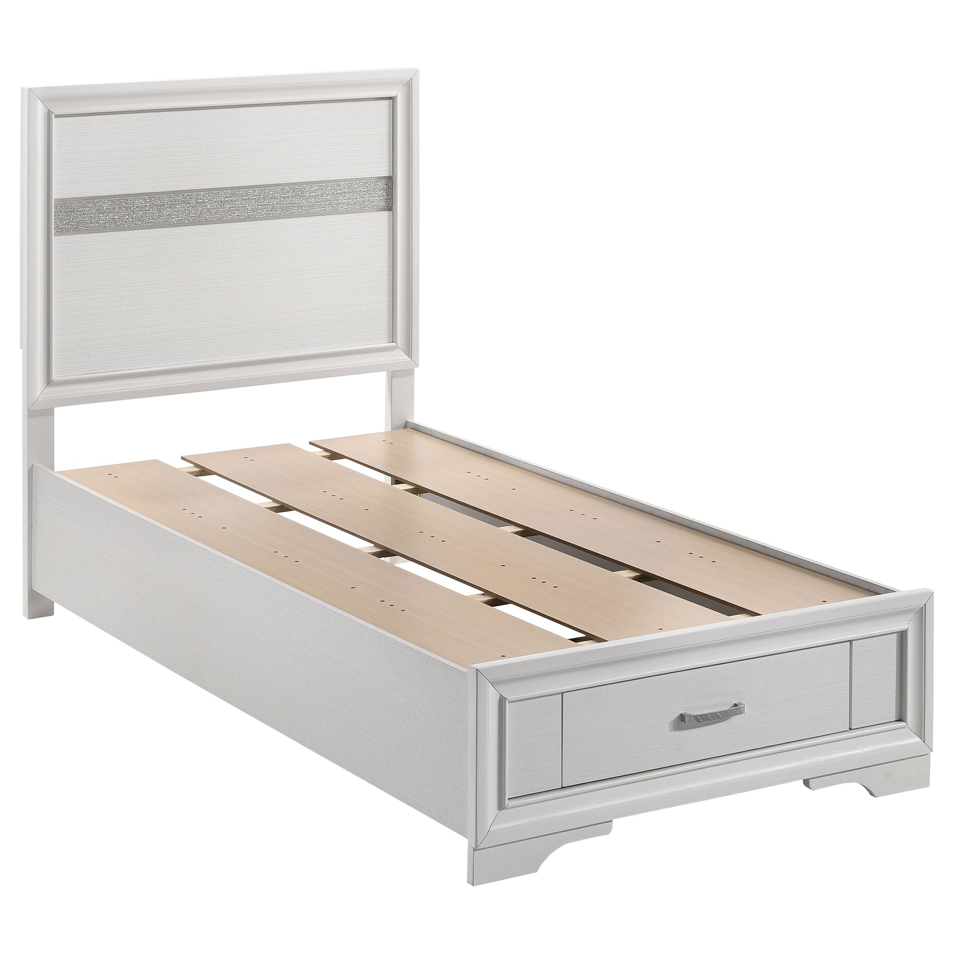 Miranda 51-inch Wood Twin Storage Panel Bed – White