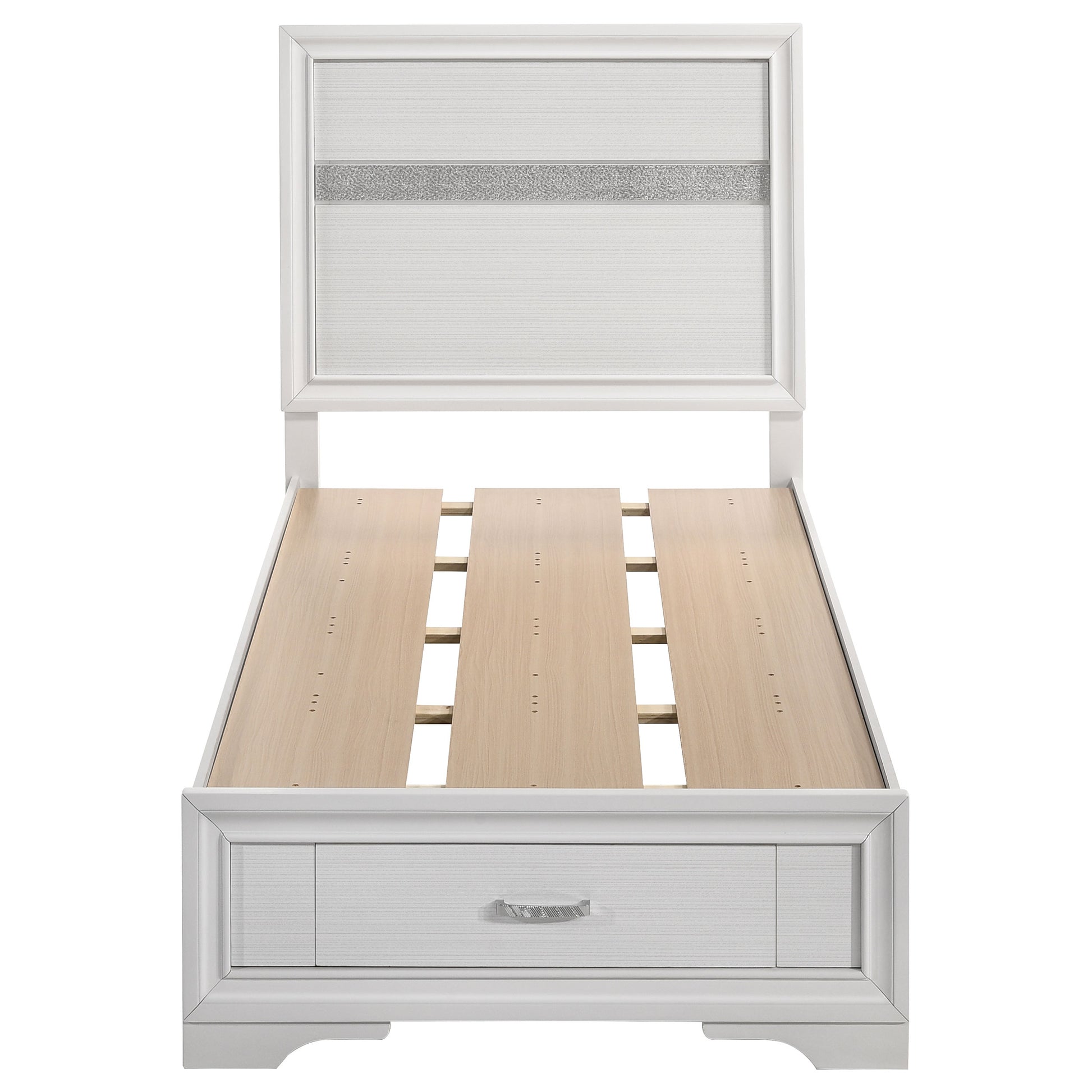 Miranda 51-inch Wood Twin Storage Panel Bed – White