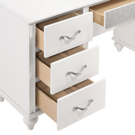Barzini 7-Drawer Vanity Desk With Lighted Mirror White