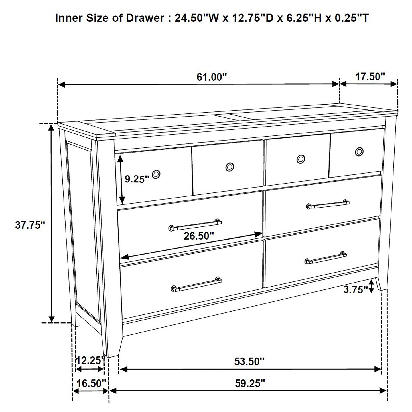 Hazlewood Vineyard Oak 6-Drawer Dresser
