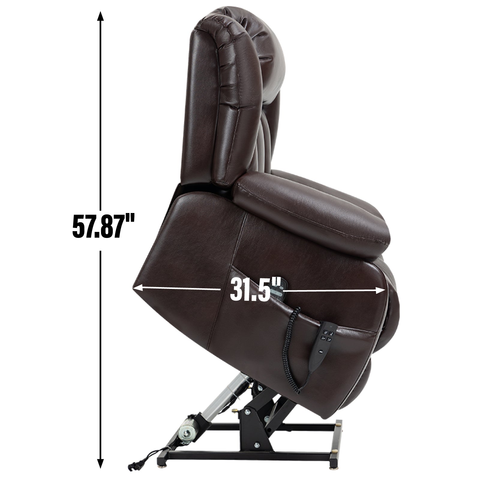 Dual Motor Infinite Position Up to 350 LBS Electric Medium Size Brown Power Lift Recliner Chair with 8-Point Vibration Massage and Lumbar - detail view 4