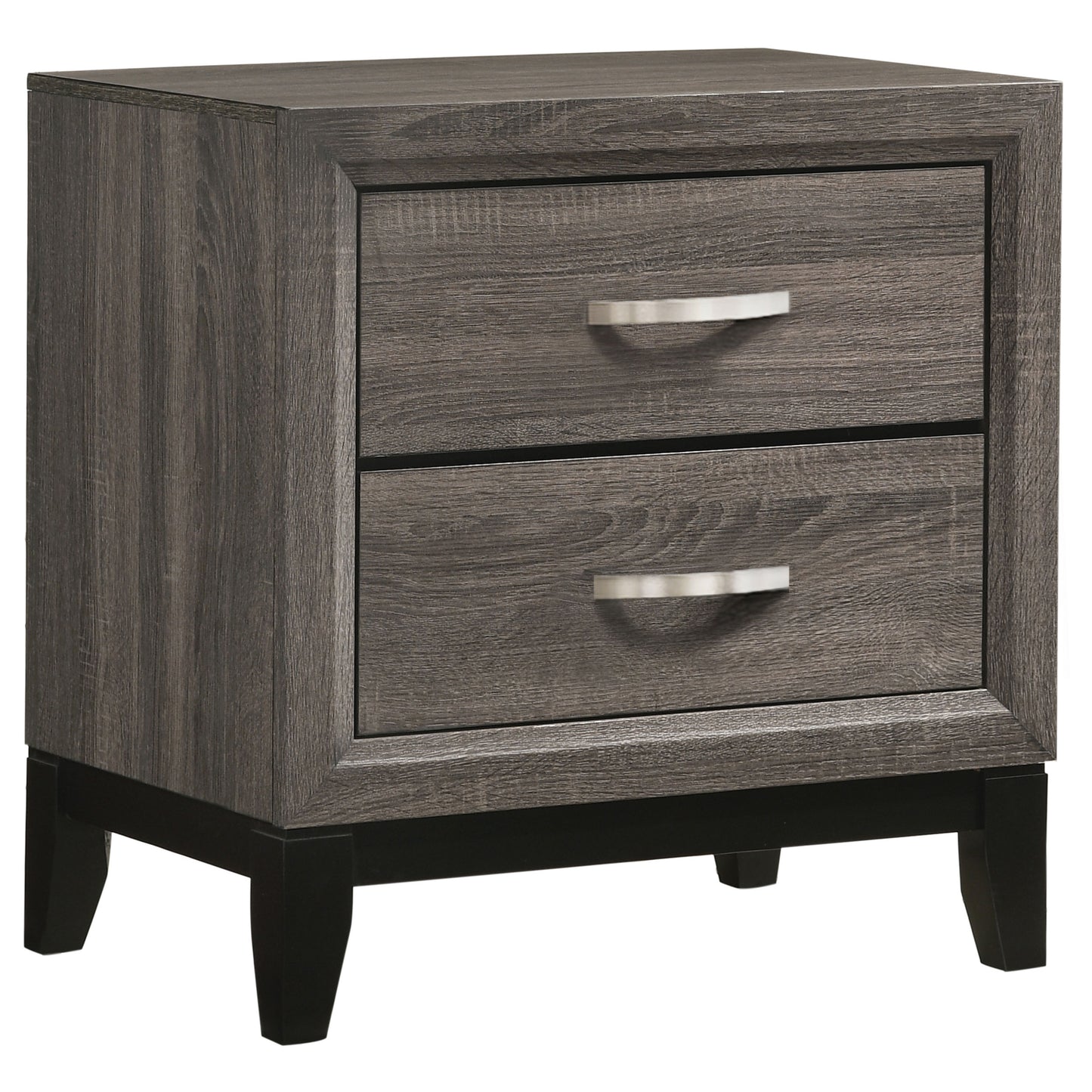 Watson 2‑Drawer Nightstand – Grey Oak