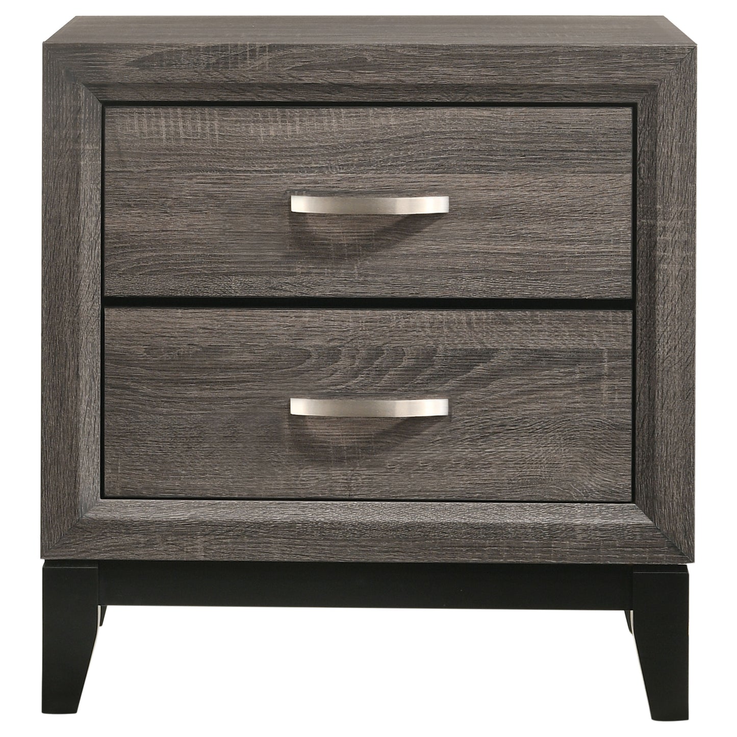 Watson 2‑Drawer Nightstand – Grey Oak