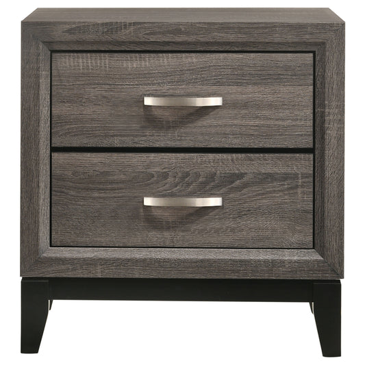 Watson 2‑Drawer Nightstand – Grey Oak