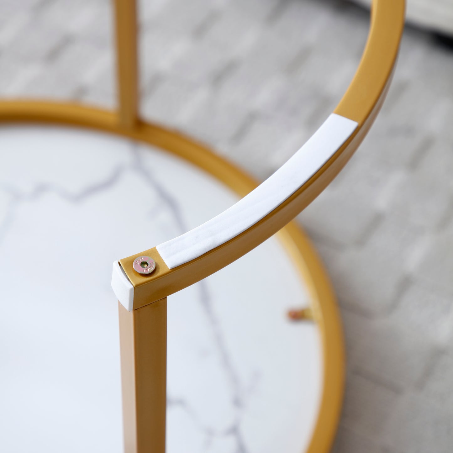 White & Gray Nesting Tables with Gold Legs - detail view 5