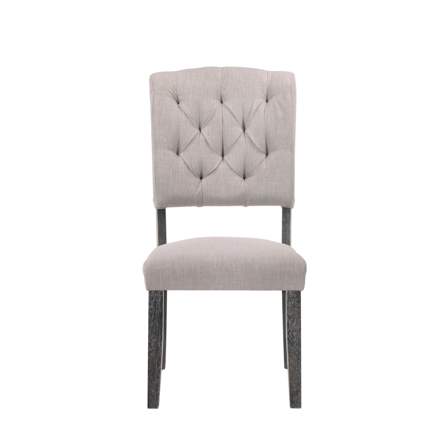 Beige and Weathered Grey Oak Tufted Back Side Chairs Set of 2