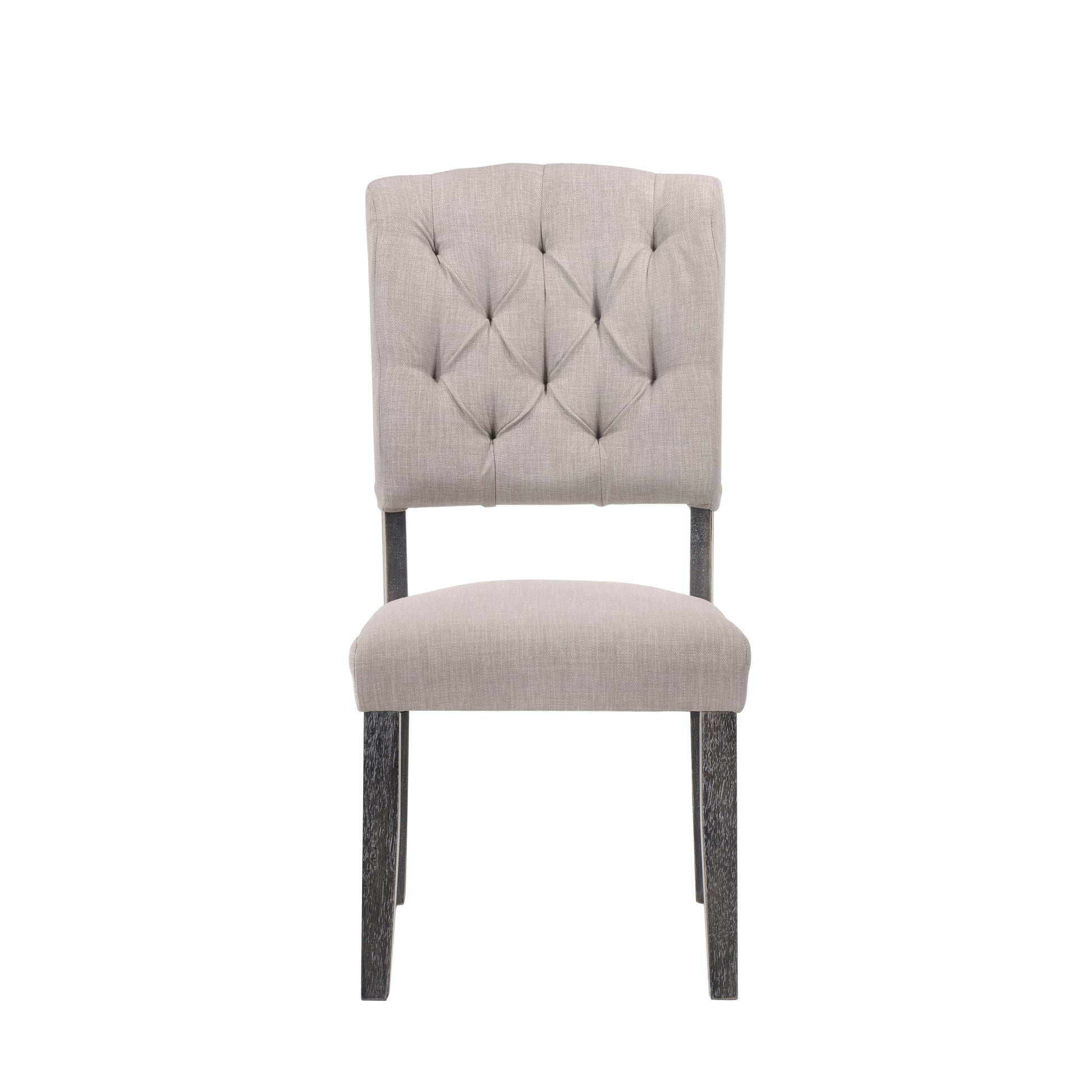 Beige and Weathered Grey Oak Tufted Back Side Chairs Set of 2