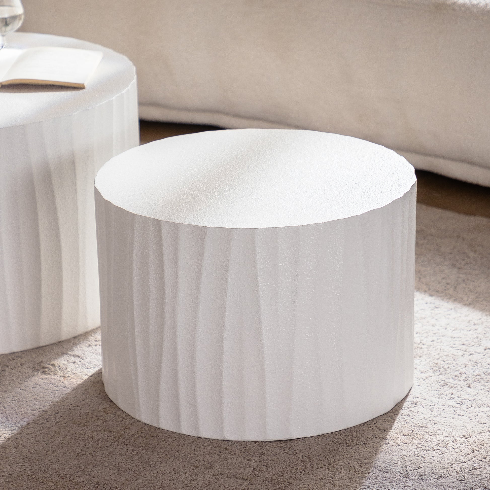 Cream & White Nesting Tables with Wood Legs - detail view 5