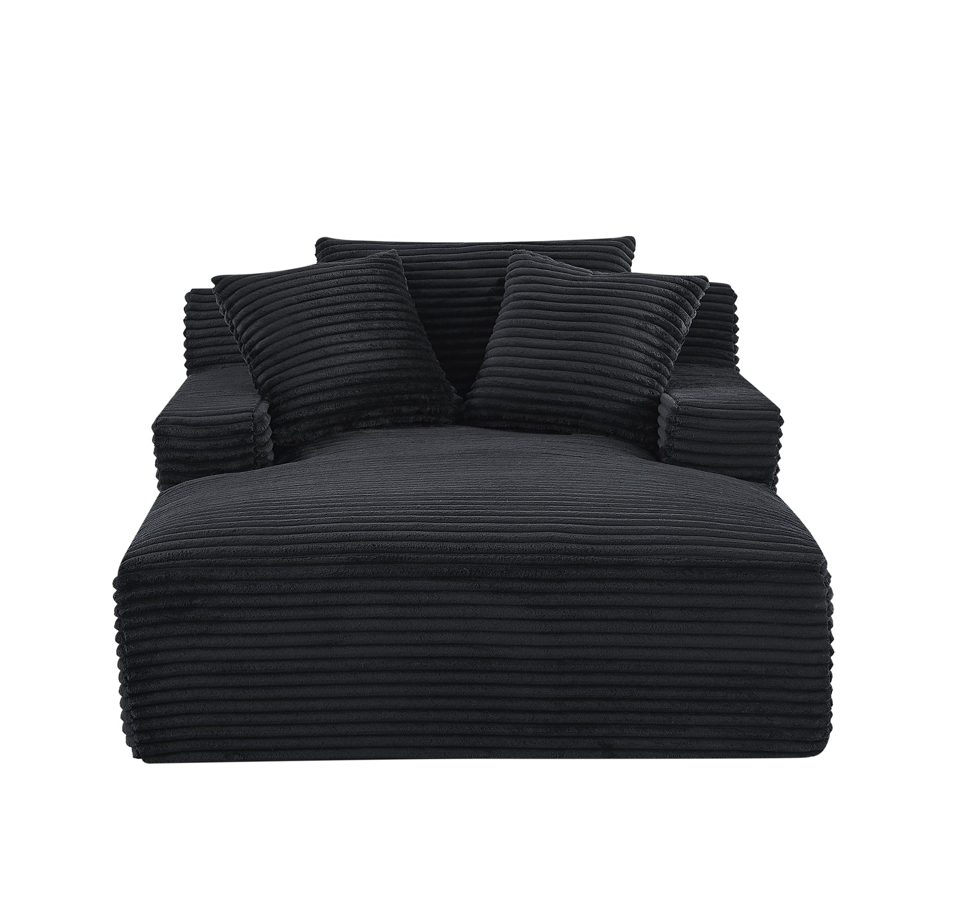 Cloudline Oversized Chaise Lounge Chair in Soft Corduroy - Black - detail view 8