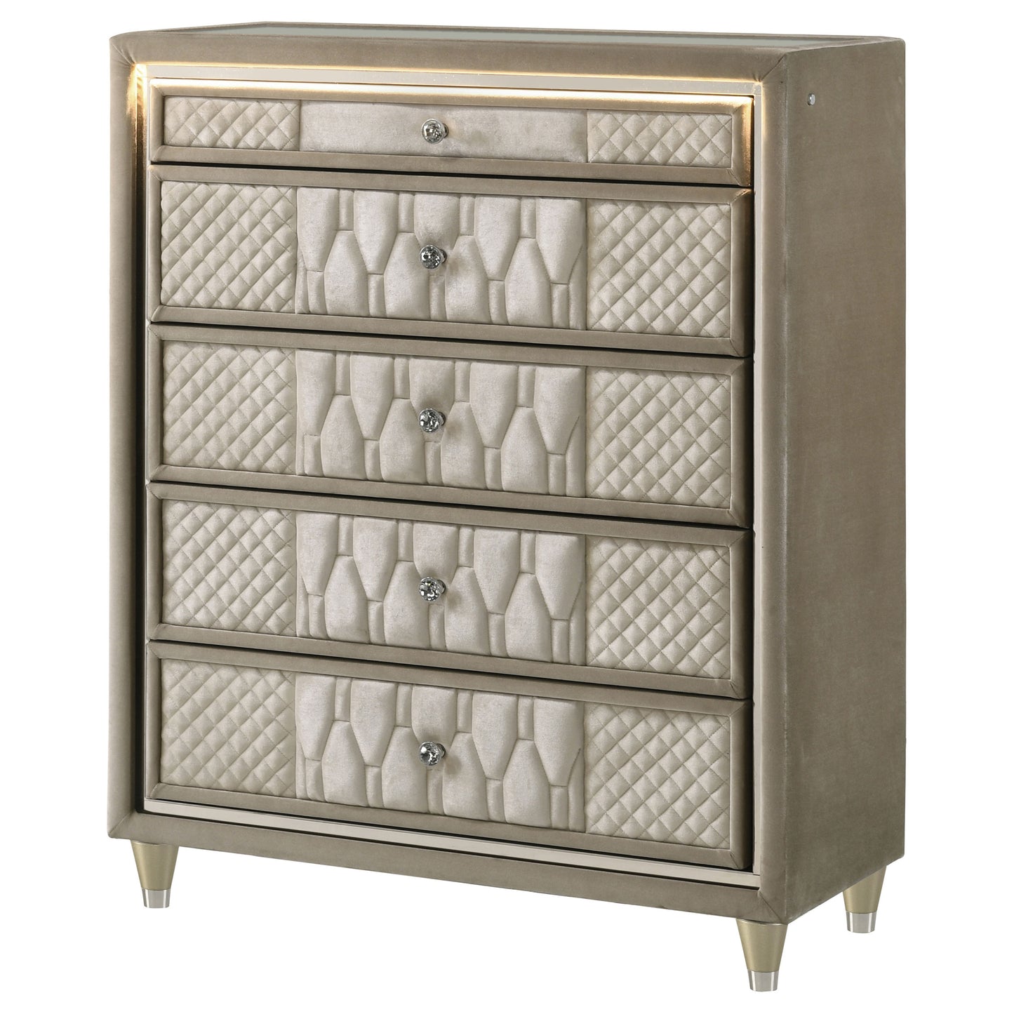 Lorient 5-Drawer LED Chest of Drawers – Ivory & Camel