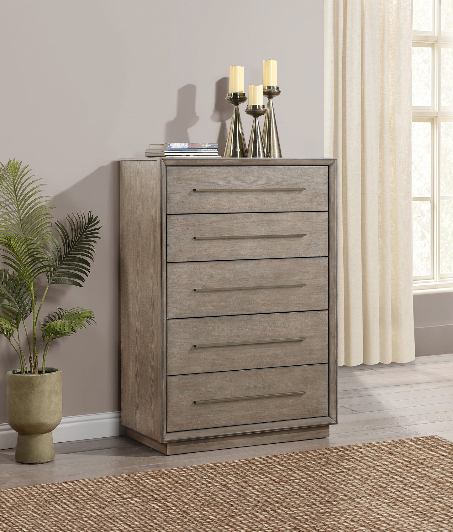 Durango 5-Drawer Bedroom Chest – Taupe Oak