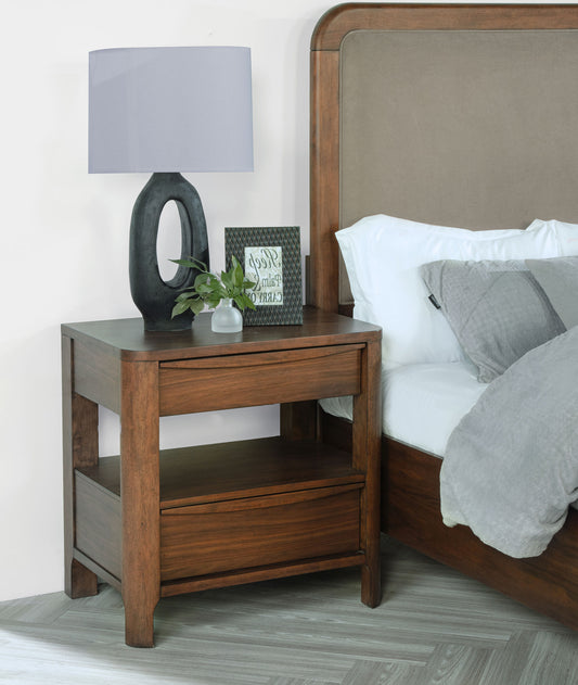 Maderia 2-Drawer Nightstand – Walnut