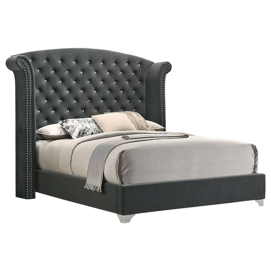 Melody Upholstered Queen Wingback Bed – Grey