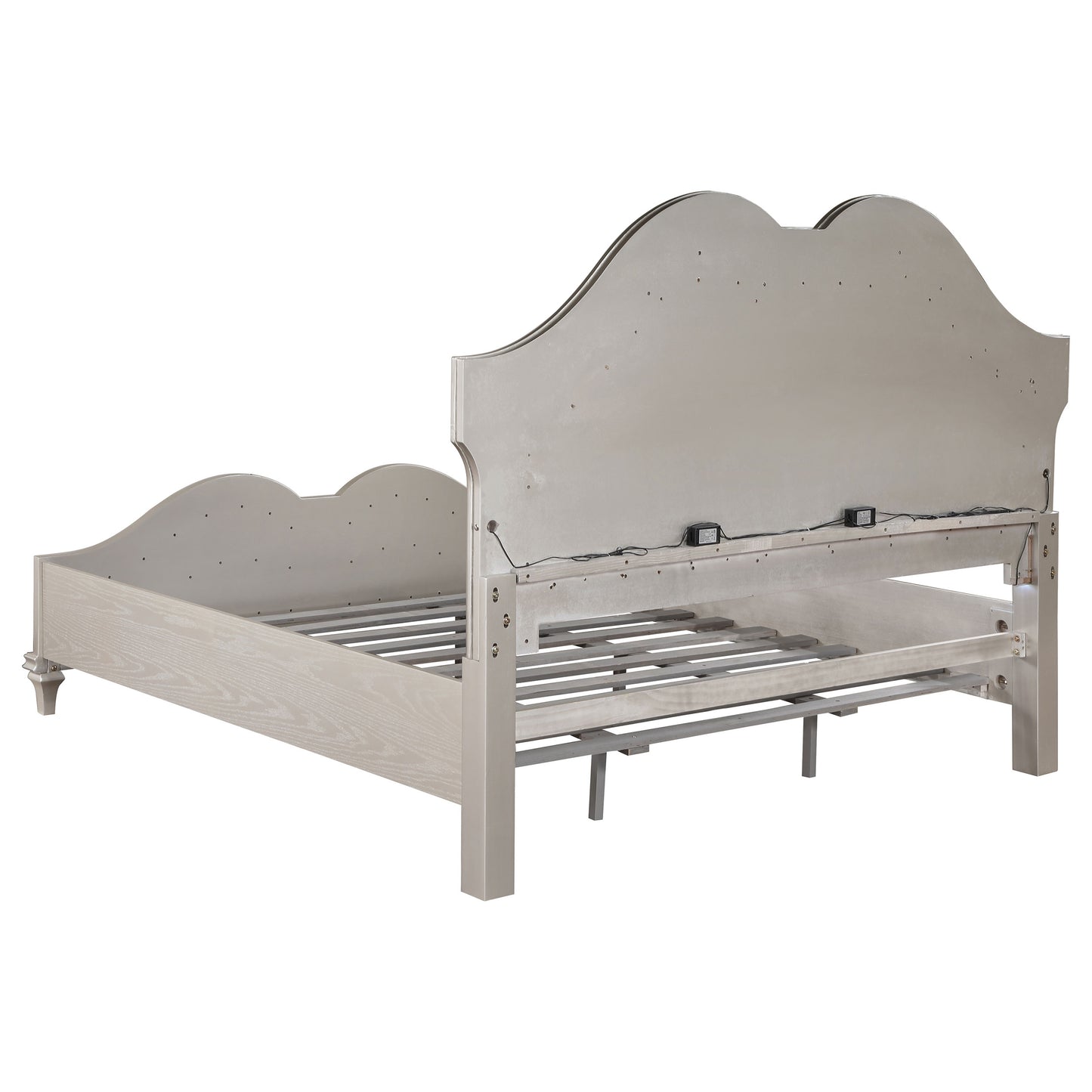 Evangeline Collection King Size Glam Bed in Silver Oak