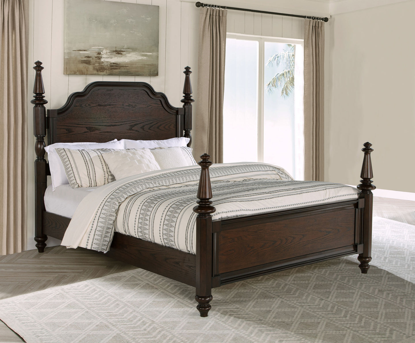 Andover Queen Four-Poster Bed – Dark Oak