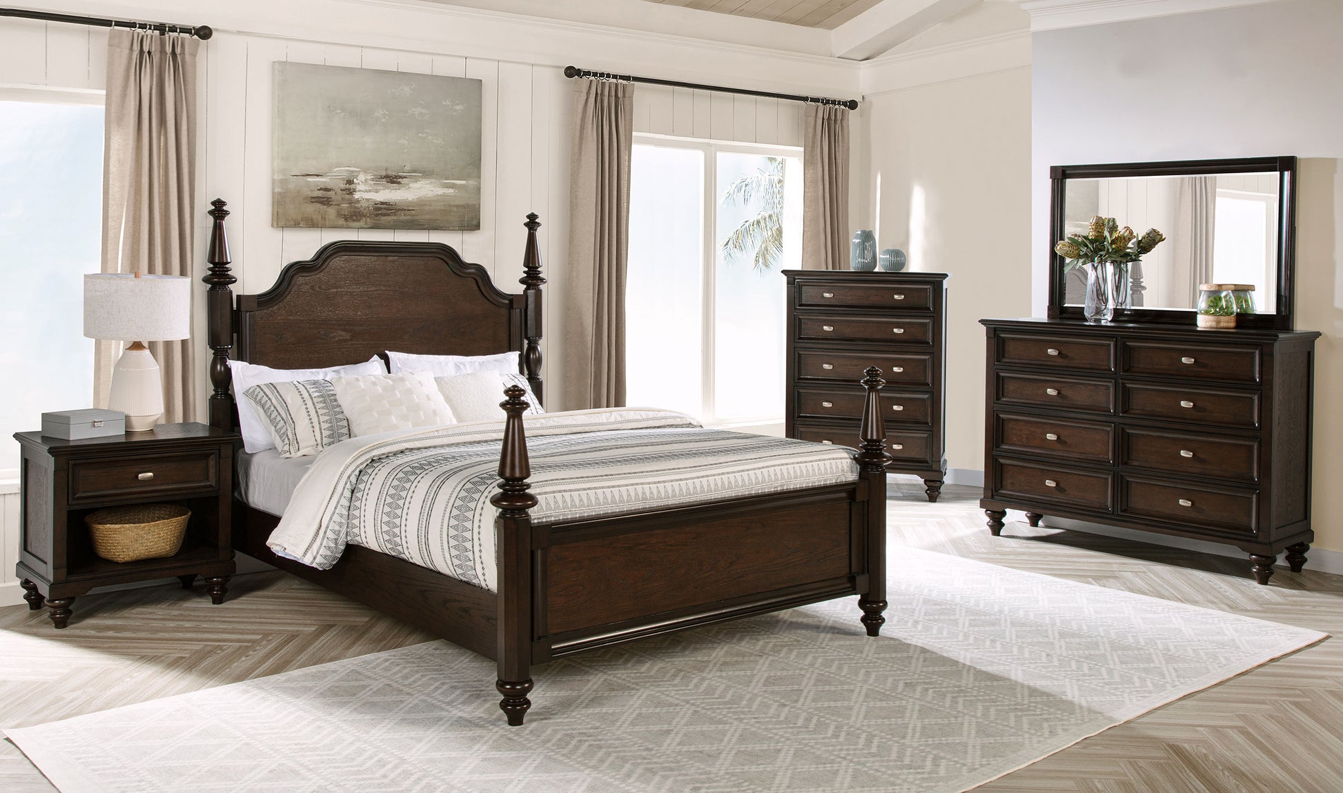 Andover Queen Four-Poster Bed – Dark Oak