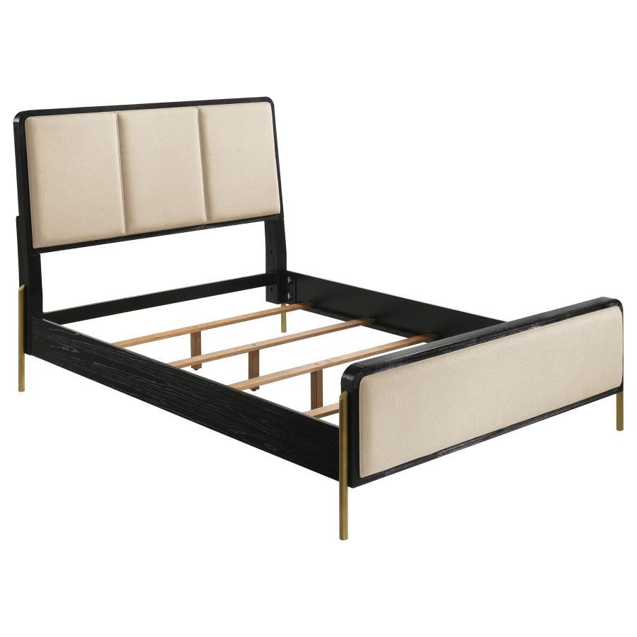 Arini 56-Inch Eastern King Panel Bed – Cream and Black
