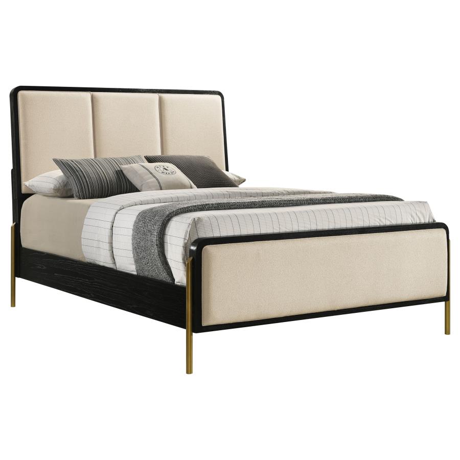 Arini 56-Inch Eastern King Panel Bed – Cream and Black
