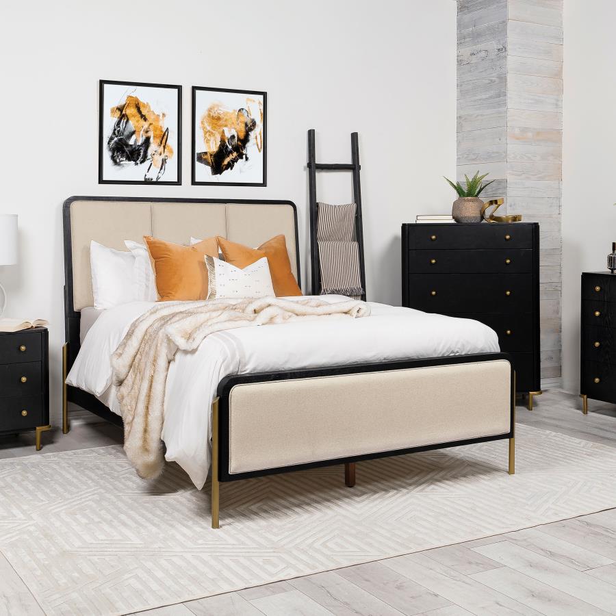 Arini 56-Inch Queen Panel Bed – Cream and Black