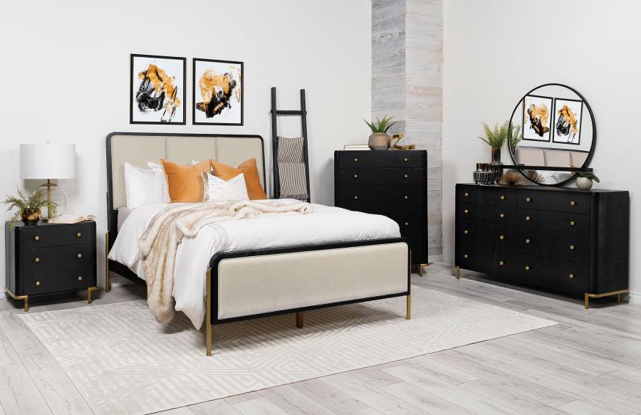 Arini 56-Inch Queen Panel Bed – Cream and Black