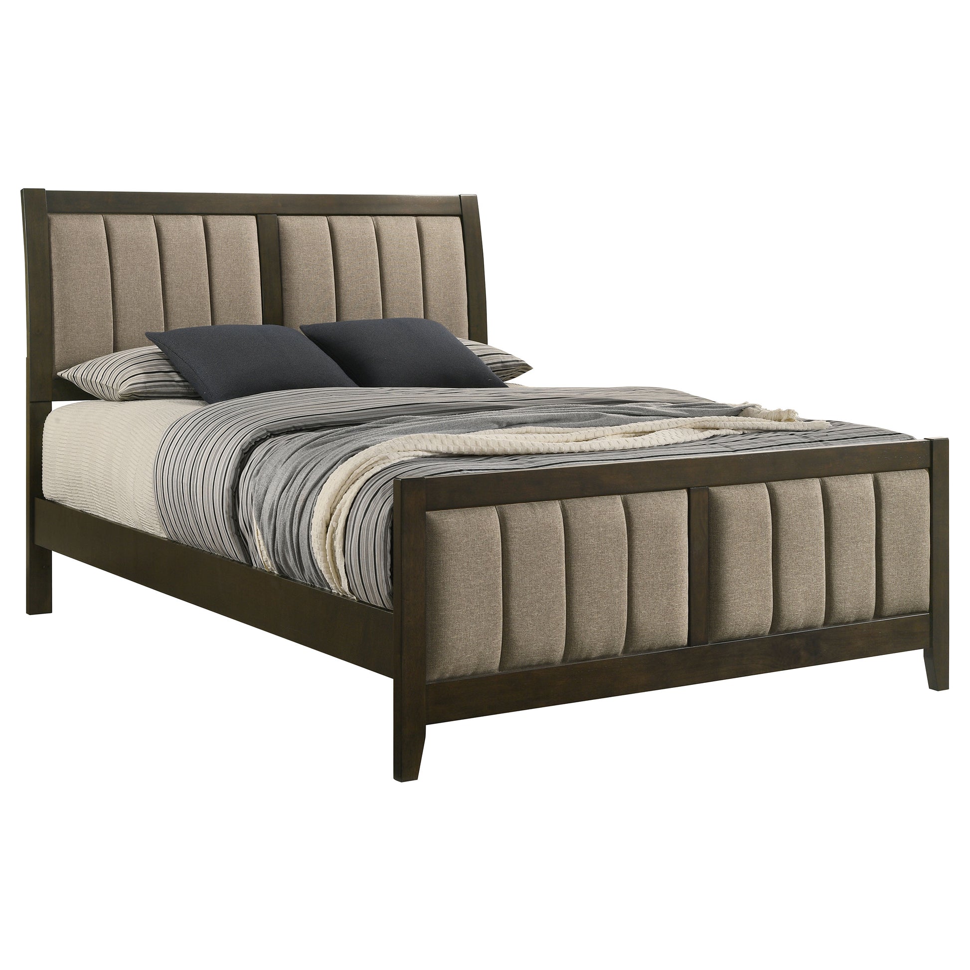 Wilkes 51-Inch Upholstered Queen Bed – Dark Cocoa