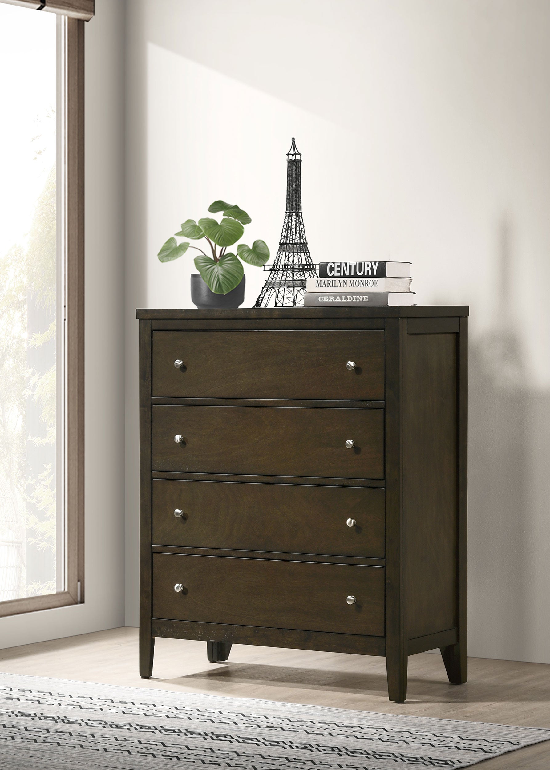 Wilkes 4-Drawer Chest of Drawers – Dark Cocoa