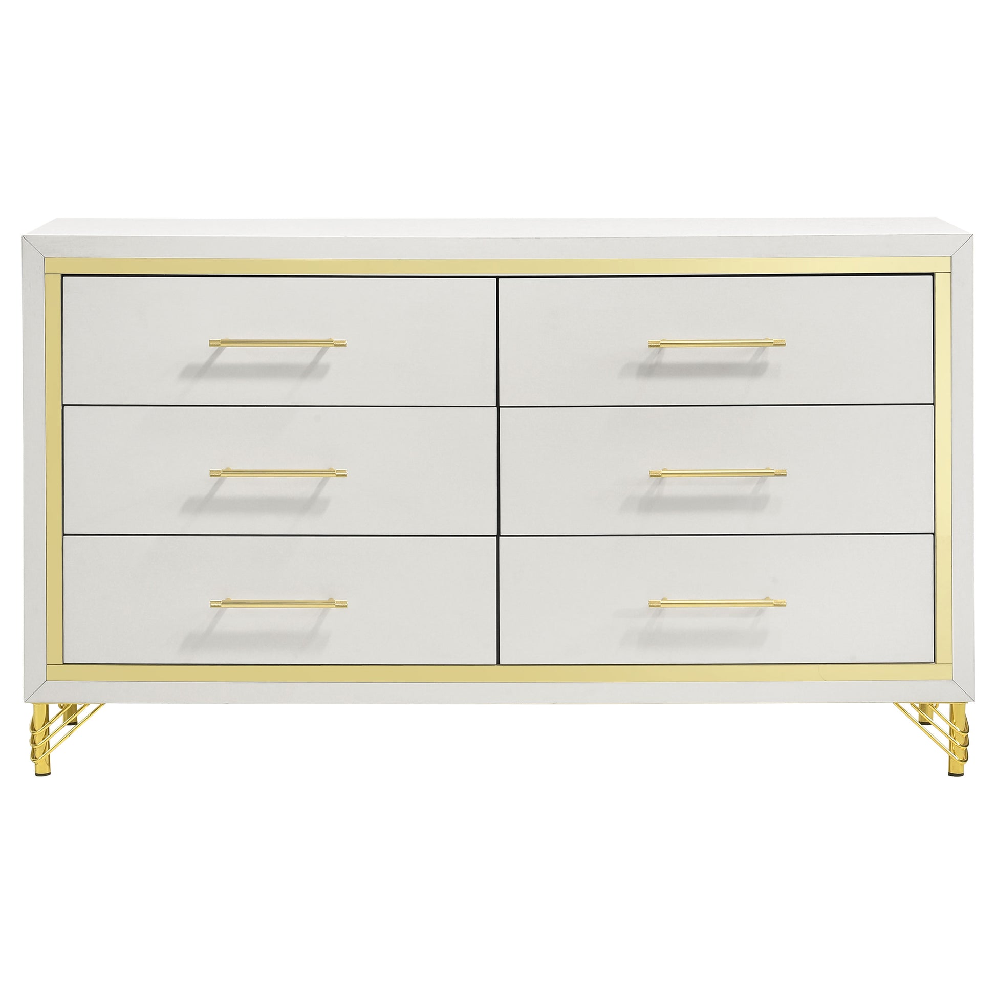 Lucia 4-piece Eastern King Bedroom Set Beige and White