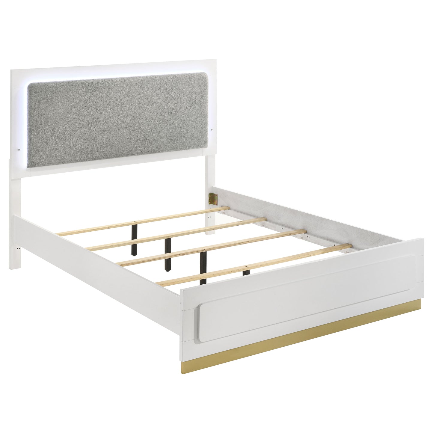 Caraway Wood Queen LED Panel Bed – White