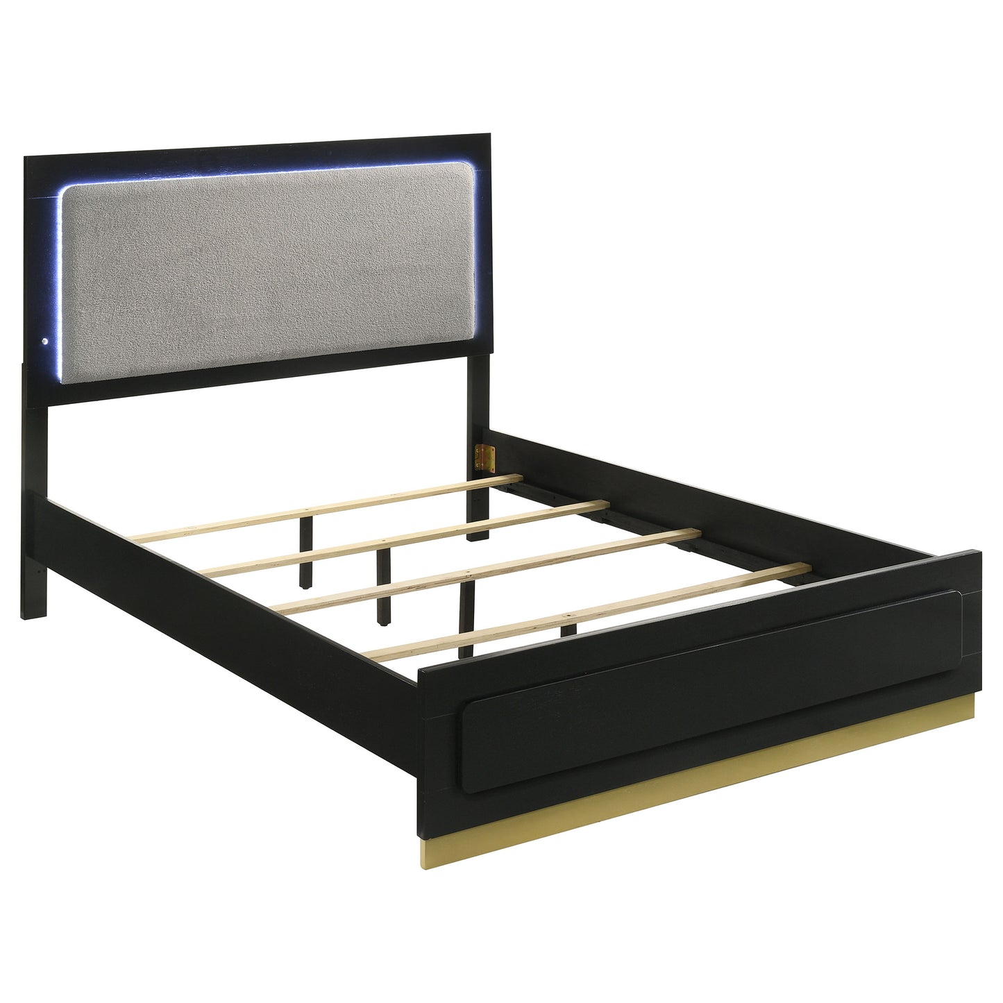 Caraway Wood Queen LED Panel Bed – Black