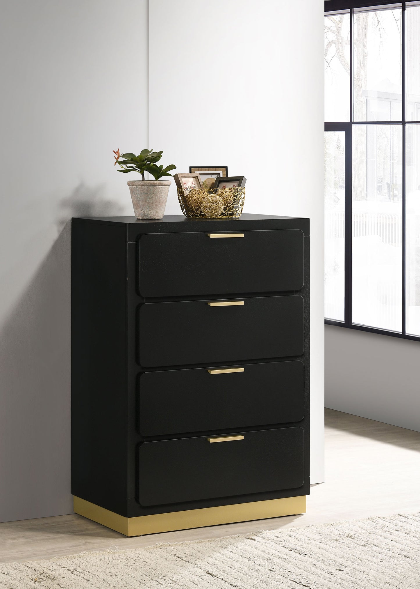 Caraway 4-Drawer Bedroom Chest – Black