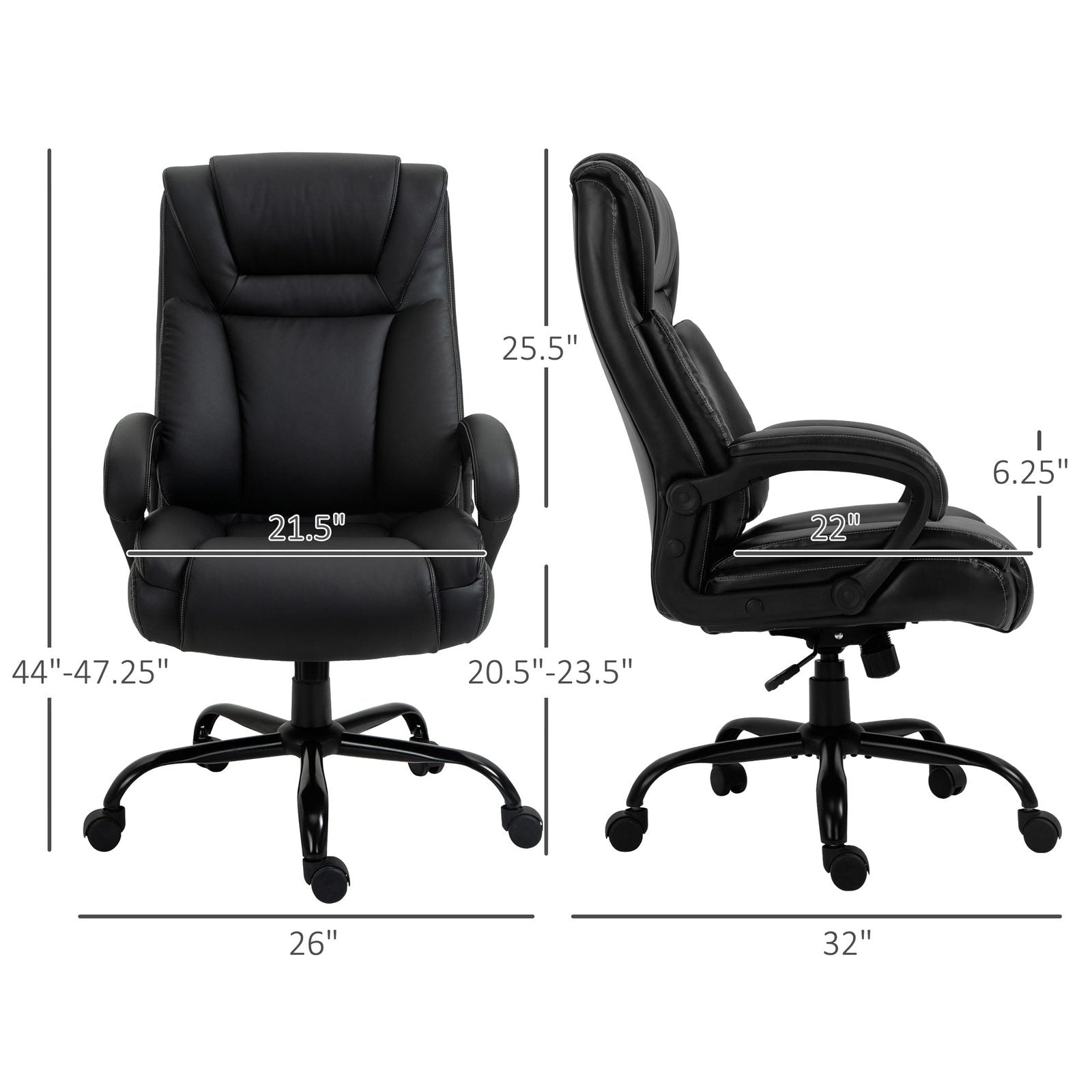 Big and Tall 400lbs Executive Office Chair with Wide Seat, Black