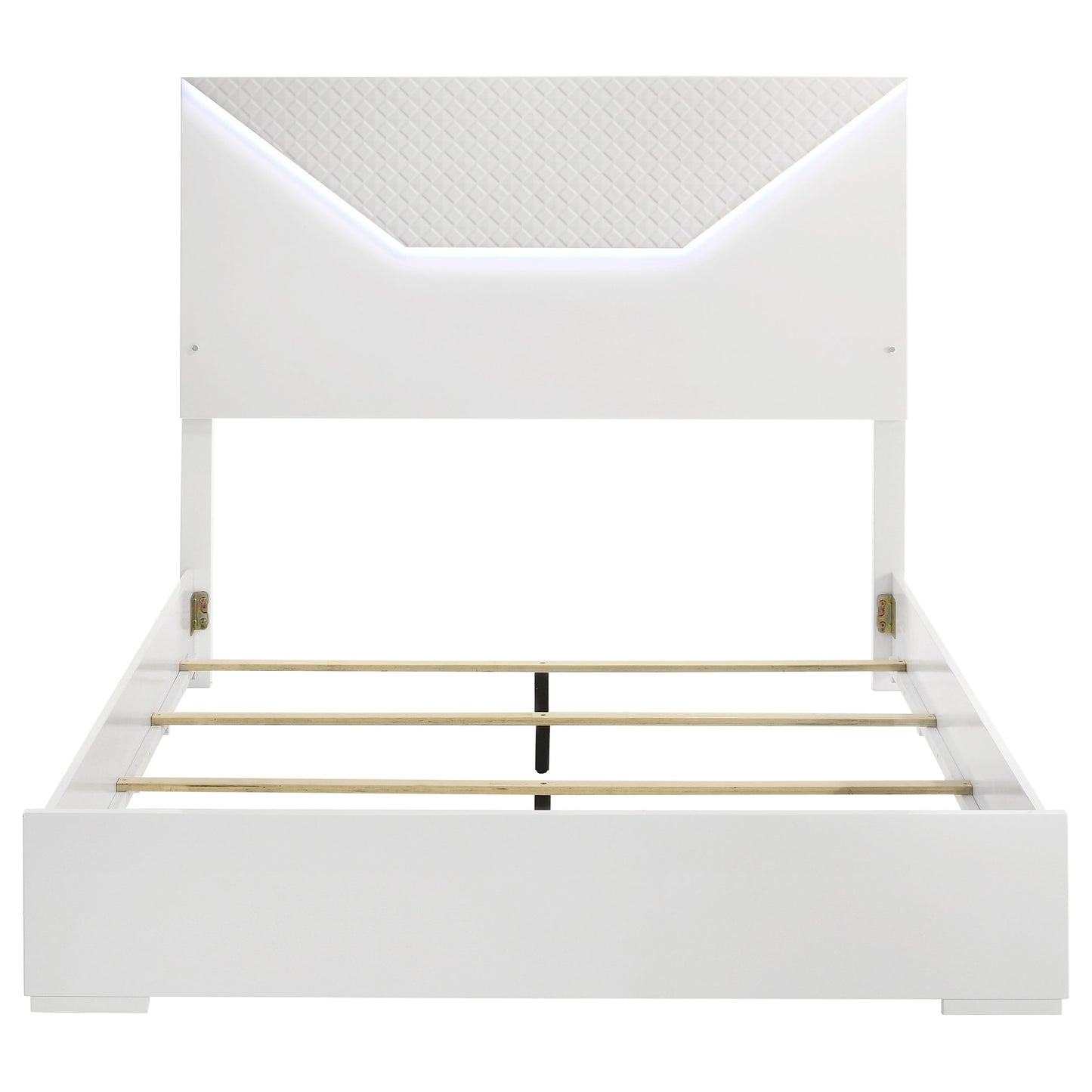 Ives King Panel Bed LED Headboard White High Gloss