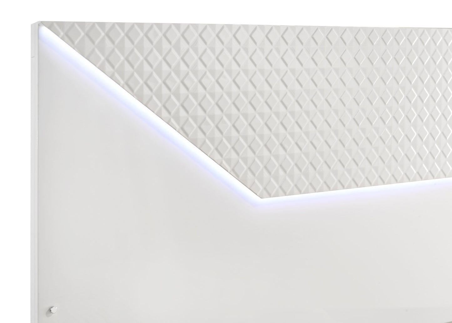 Ives King Panel Bed LED Headboard White High Gloss