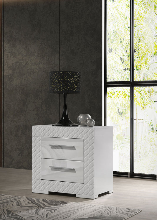 Ives 2-Drawer Nightstand in White High Gloss