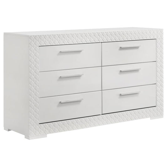 Ives 6-Drawer Dresser in White High Gloss