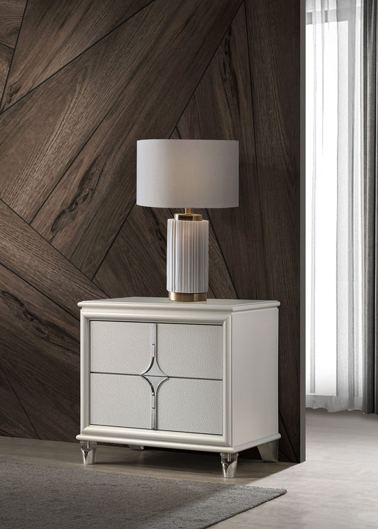 Olivia 2-Drawer Nightstand, Pearl White