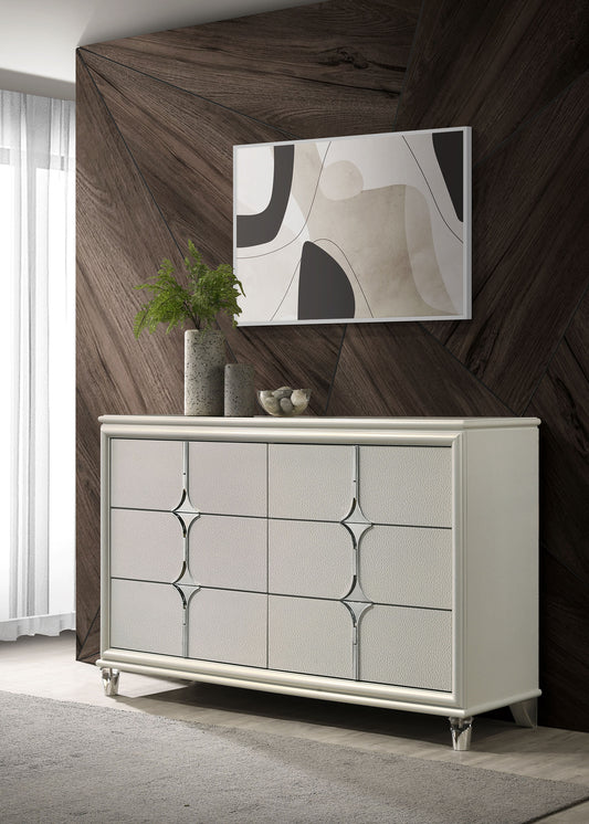 Olivia 6-Drawer Dresser Cabinet, Pearl White