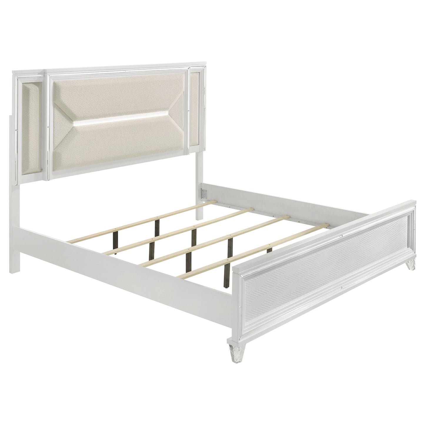 Marmore 64-Inch King Panel Bed LED Headboard White