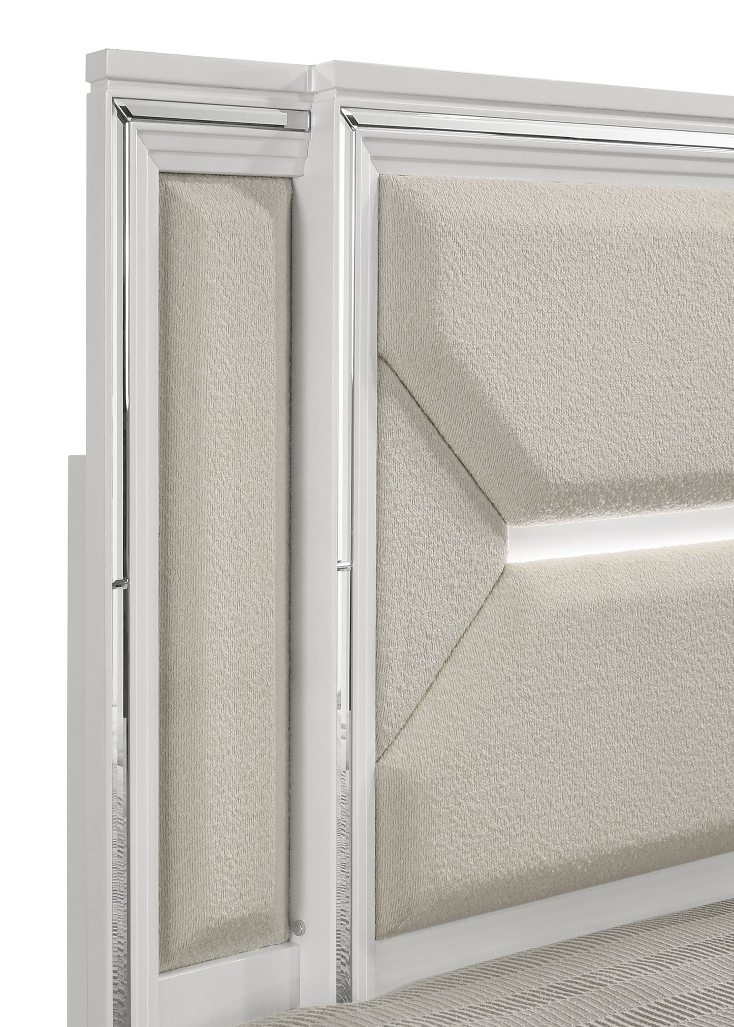 Marmore 64-Inch King Panel Bed LED Headboard White