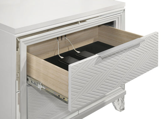 Marmore 2-Drawer Nightstand with Acrylic Feet