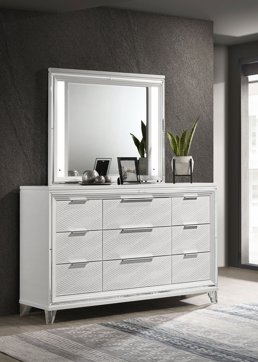 Marmore 9-Drawer Dresser & LED Mirror Set