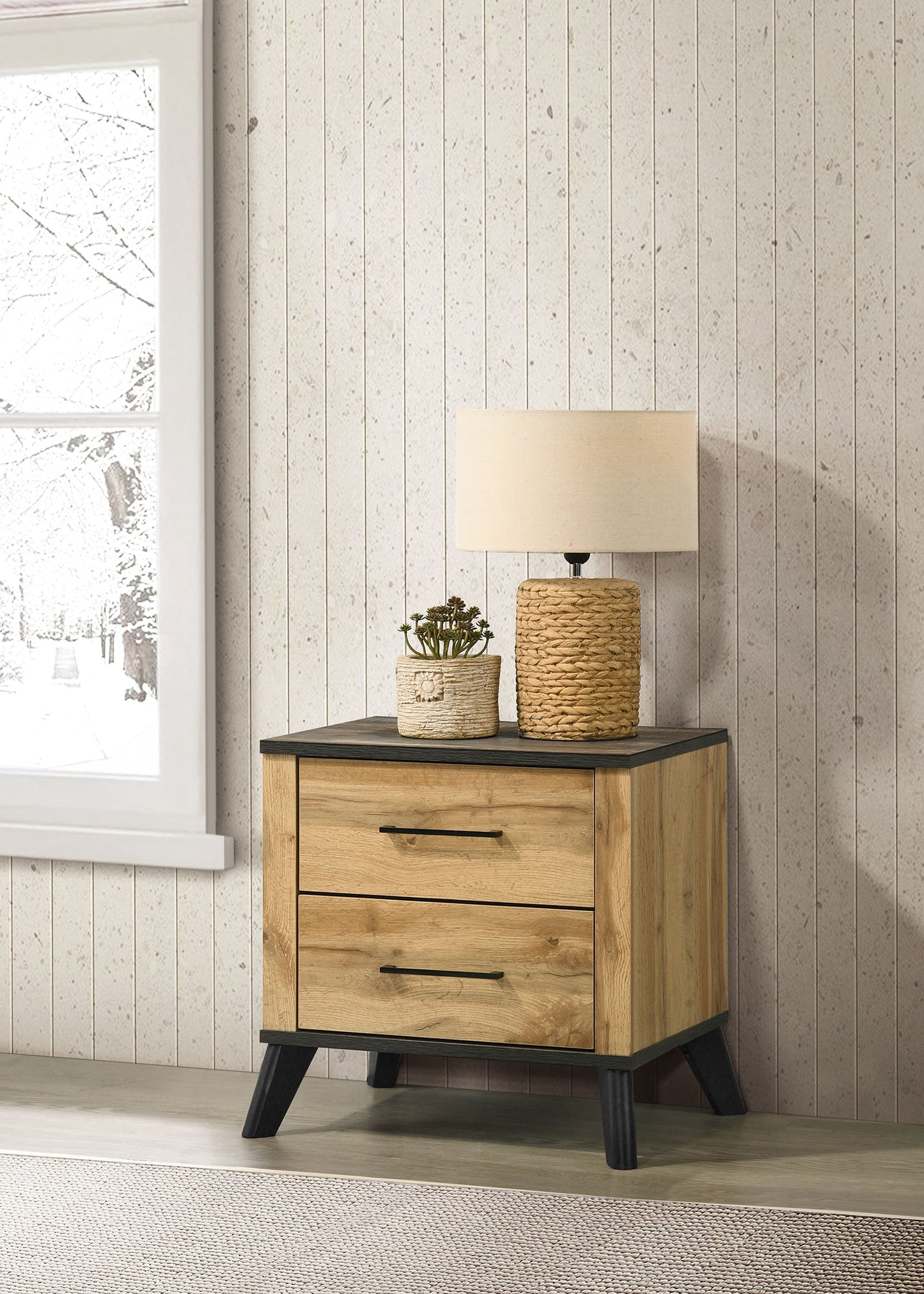 Kaywood 2-Drawer Nightstand – Natural Pine