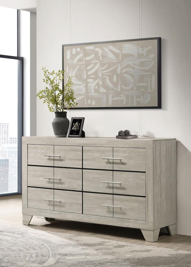 Trenton 6-Drawer Dresser – Rustic Cream