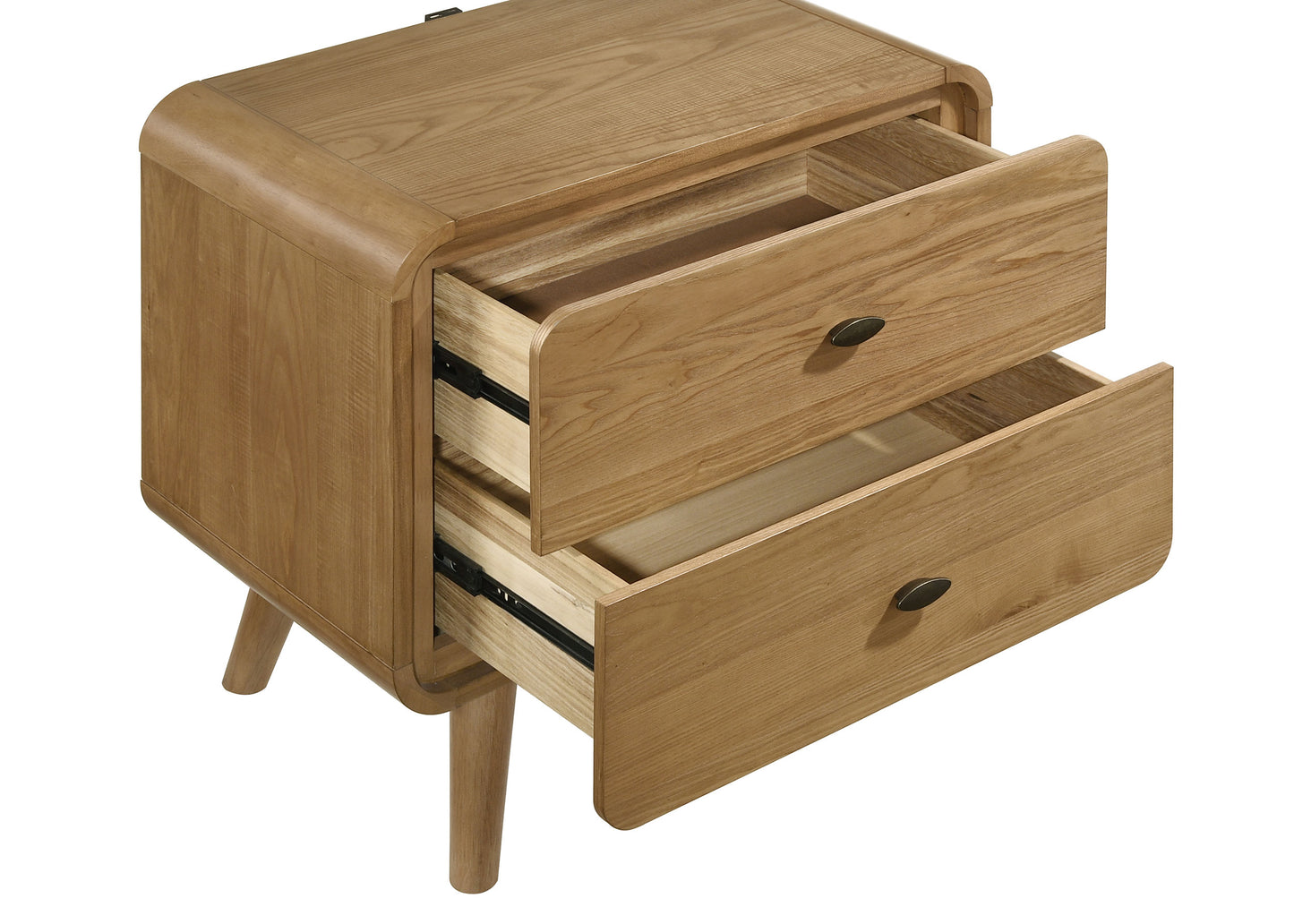 Robyn Light Ash Finish 2 Drawer Nightstand w- USB Charging