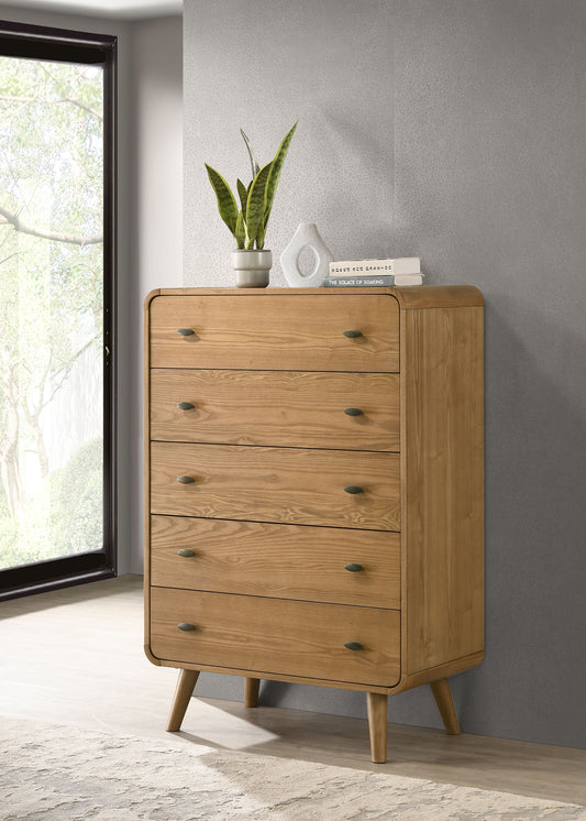 Robyn Light Ash Finish 5 Drawer Chest