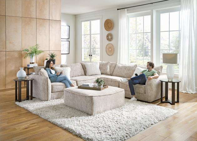 Bucktown Parchment Linen Sectional Sofa - Catnapper Model 2306