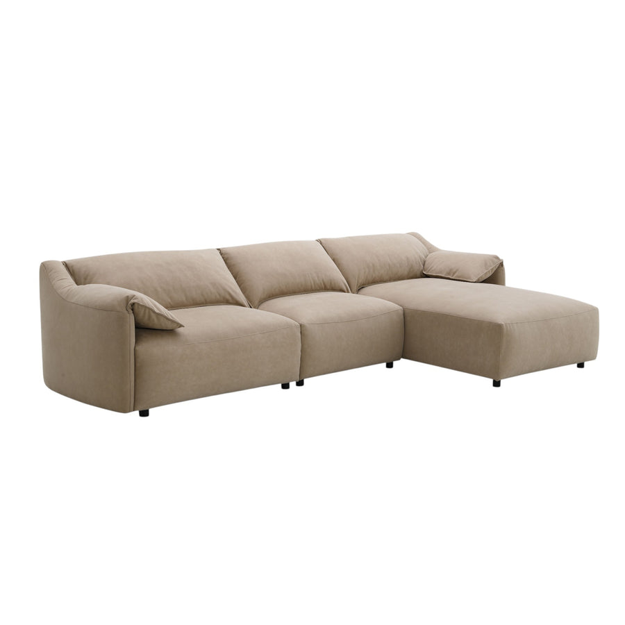 Veata Light Brown Suede Sectional Sofa - primary color shot