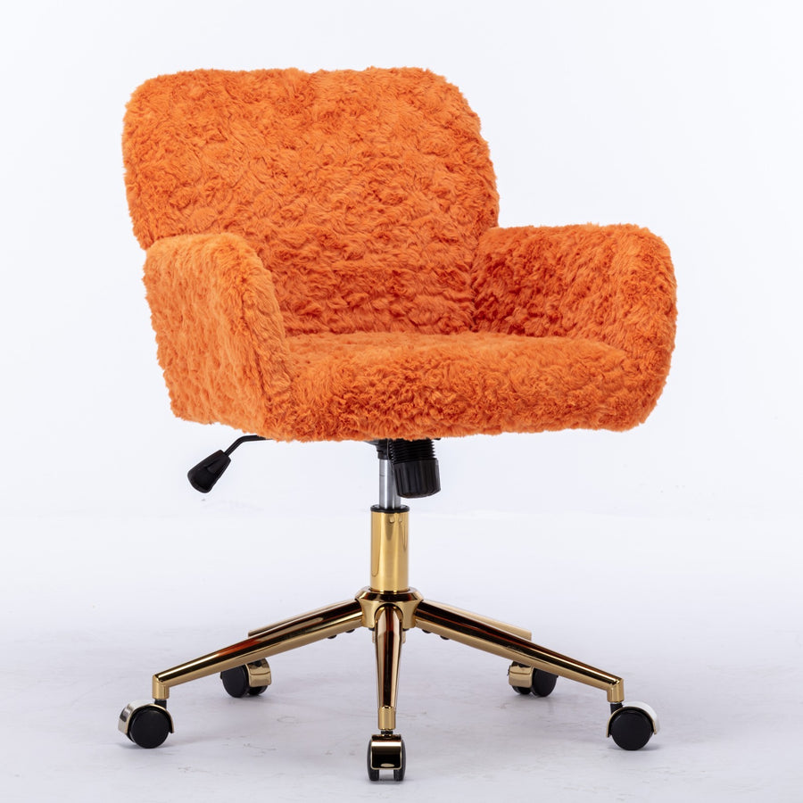 Orange Fabric Office Chair with Gold Legs