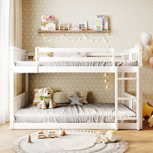 Full over Full Bunk Bed with Ladder - White - primary color shot